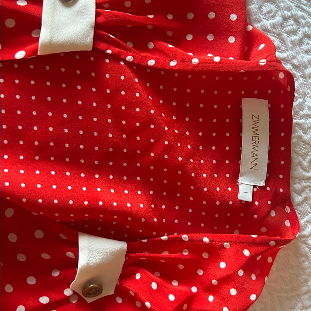 Zimmermann Red & white Polka Dot pants size 0. Wrap Top size 1 sold separately - Picture 14 of 16